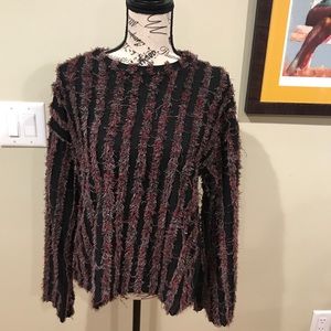 Cute colorful striped feathered blouse/sweater